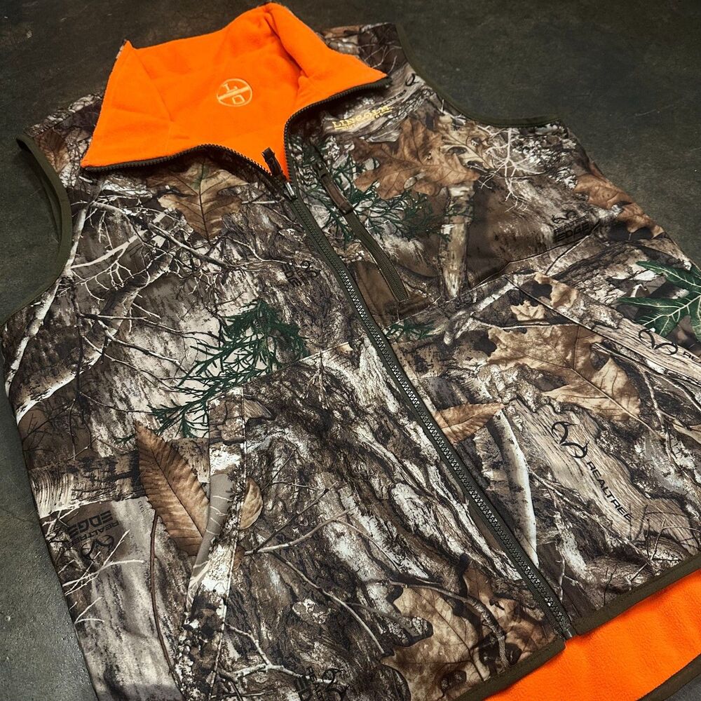 Realtree Lincoln Outfitters Camo Hunting Vest Mens M Blaze Orange Reversible